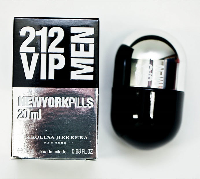 212 VIP MEN NEW YORK PILLS * Carolina Herrera 0.68 oz EDT Men Cologne Spray