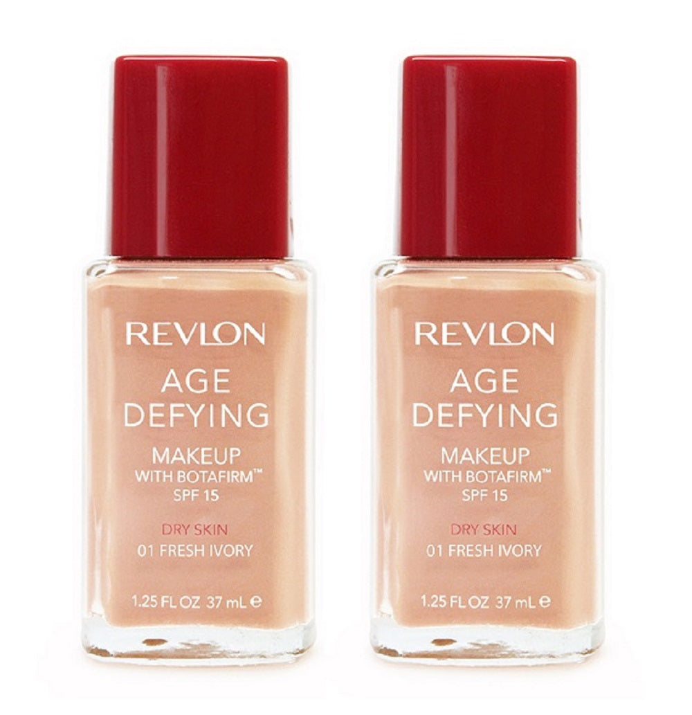Revlon Age Defying Dry Skin # 01 Fresh Ivory Foundation 1.25 oz / 37 ml Set of 2