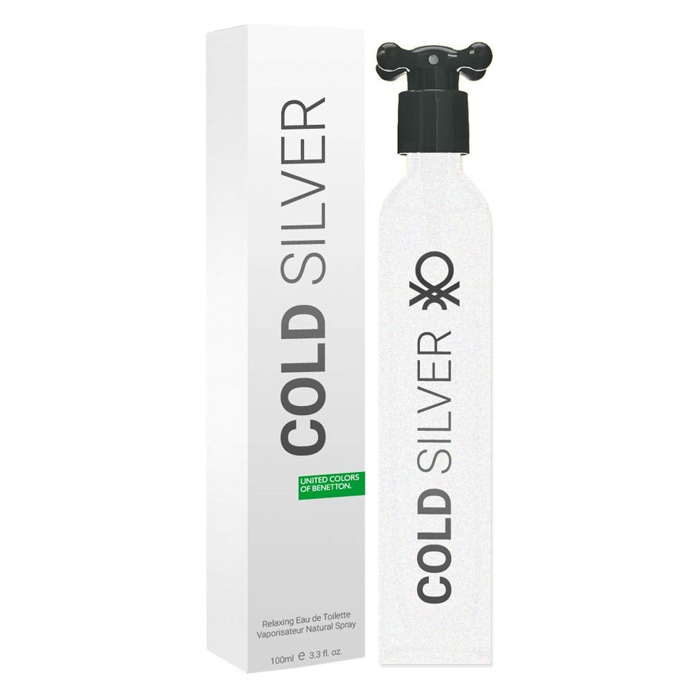 COLD SILVER * Benetton 3.3 oz / 100 ml Eau de Toilette Men Cologne Spray