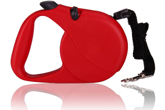 Red Pet Dog Cat Automatic Retractable 14ft Leash Walking Running - Sliding Lock
