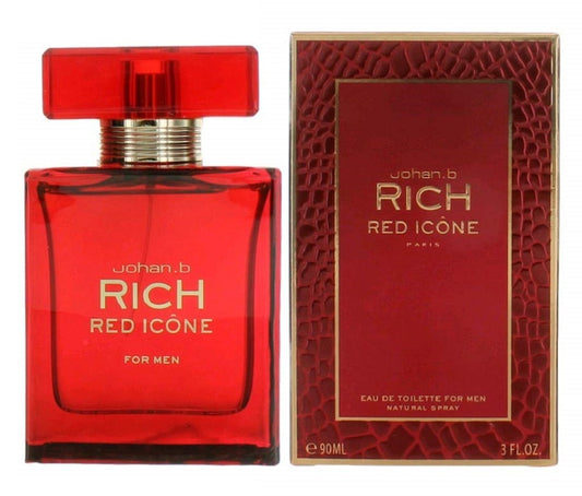 RICH RED ICONE * Johan B. 3.0 oz / 90 ml Eau de Toilette (EDT) Men Cologne Spray