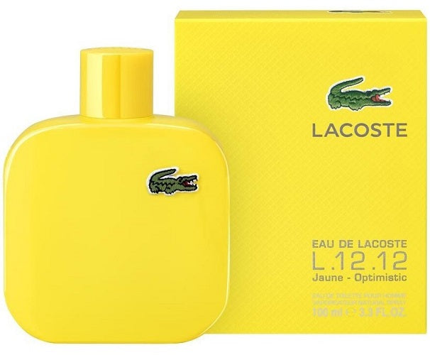EAU DE LACOSTE L.12.12 JAUNE OPTIMISTIC * Lacoste 3.3 oz EDT Men Cologne Spray
