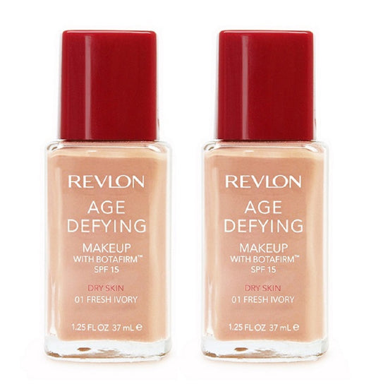 Revlon Age Defying Dry Skin # 01 Fresh Ivory Foundation 1.25 oz / 37 ml Set of 2
