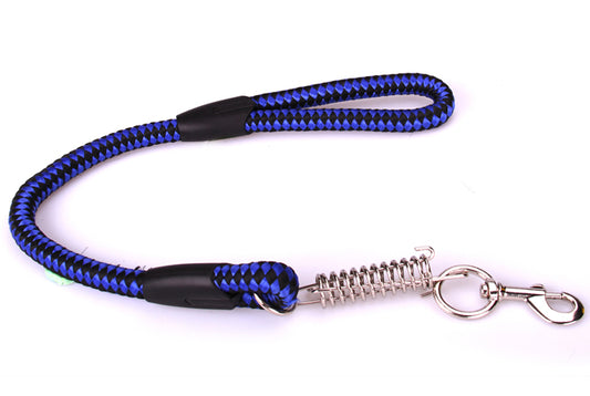 Blue & Black Pet Dog Walking and Training Large Rope Leash Shock Spring and Snap